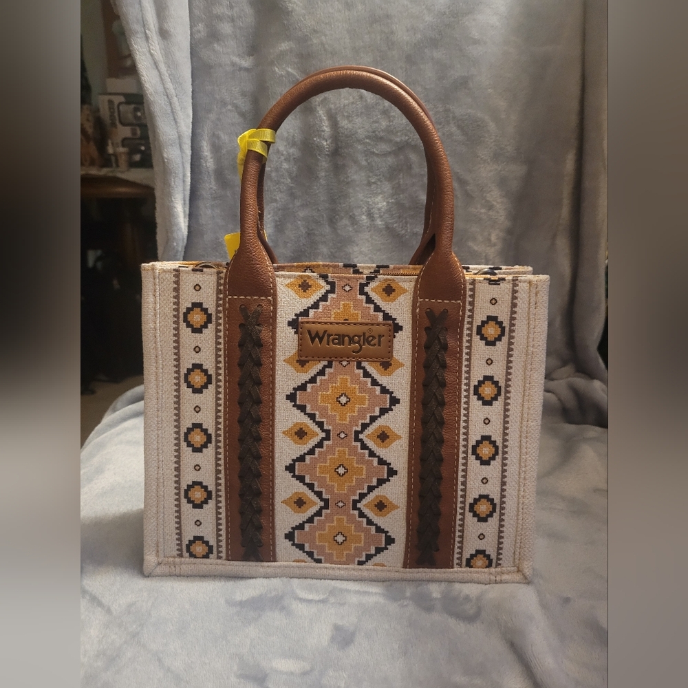 New With Tags Wrangler Geometric Brown and Cream Tote